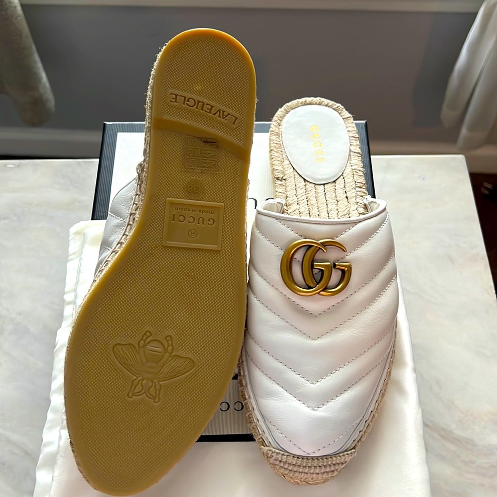 Gucci Charlotte Great White Espadrille Mule/Marmont GG